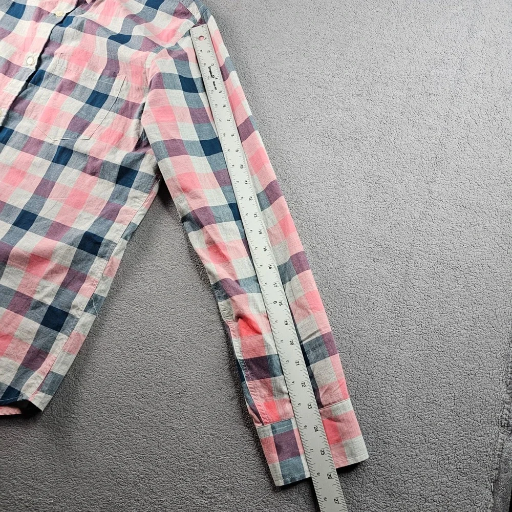 Banana Republic Shirt Men's Large‎ Blue Pink Plaid Soft Wash Slim Fit Button-Up